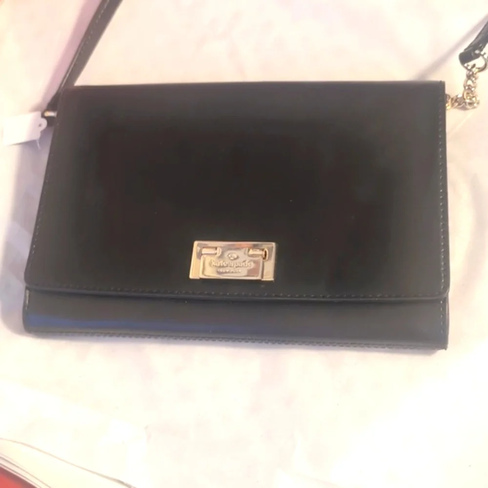 Kate Spade Madison Small Flap Crossbody Bag - Black Saffiano Leather